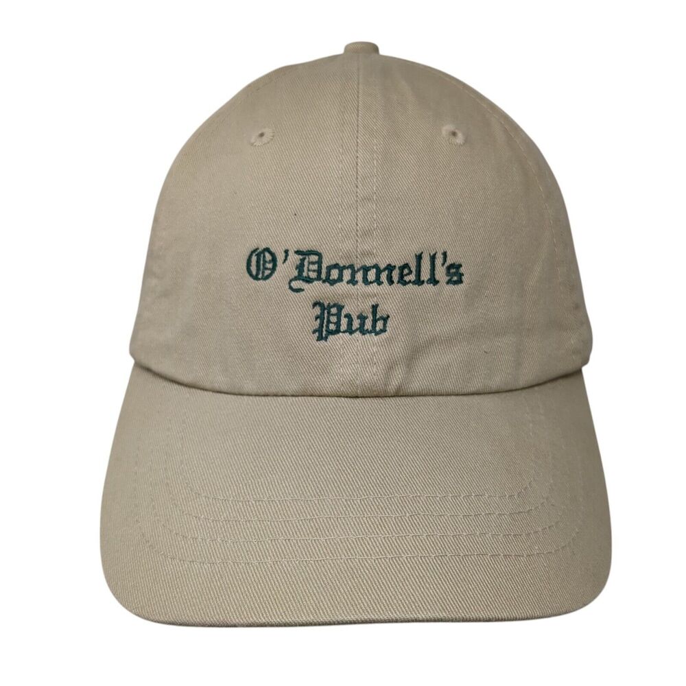 O’Donnell’s Pub Slideback Hat Tan One Size Adjustable Embroidered Headshots